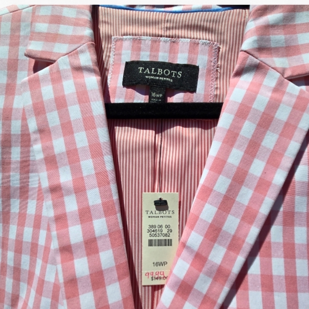 Womens Talbots Pink Gingham Check Blazer - Picture 3 of 10